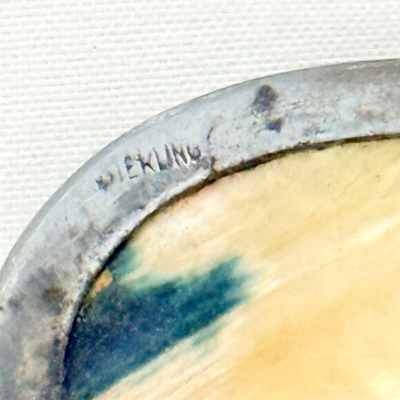 Vintage Hand-Carved Cameo Brooch/Pin Mother Of Pearl Shell Sterling Setting - Picture 8 of 8